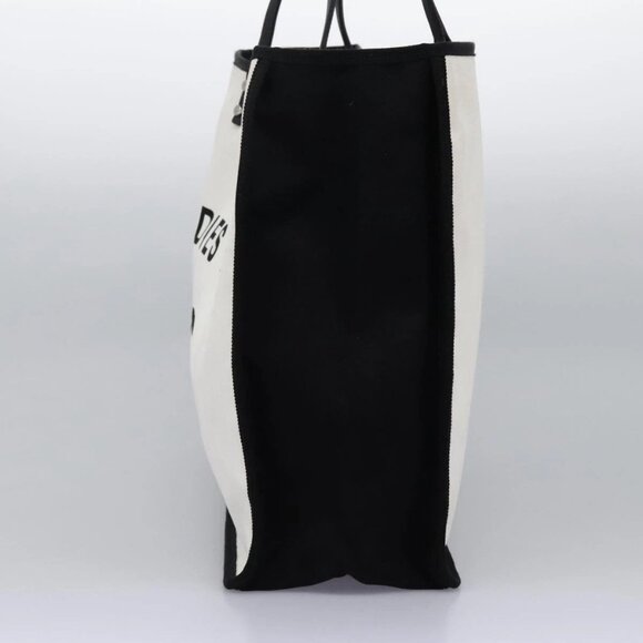 CHANEL Ladies First Tote Bag Canvas Black White CC Auth PP319AV - Picture 4 of 16